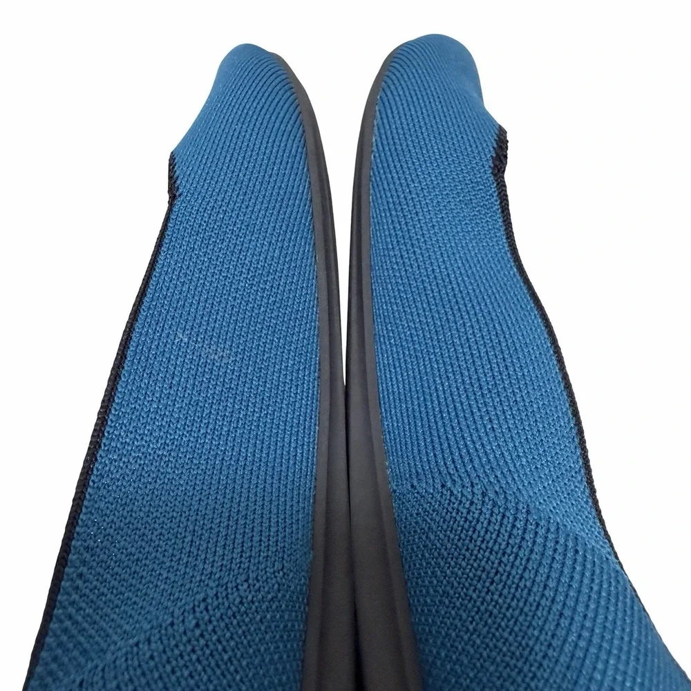 Rothys Womens Round Toe Knit Ballet Flats US 9.5 EU 40.5 Blue Machine‎ Washable